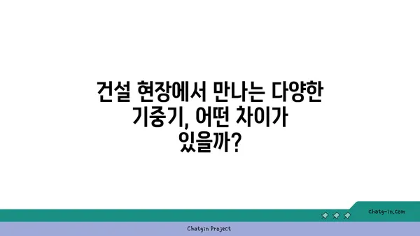 기중기 종류별 특징과 용도| 건설 현장 필수 장비 완벽 가이드 | 건설 장비, 중장비, 크레인, 리프팅