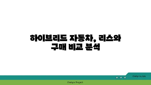 하이브리드 자동차 리스 vs 구매| 나에게 맞는 선택은? | 비용 분석, 장단점 비교, 최적의 결정 가이드