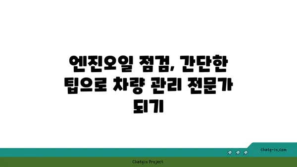 엔진오일 점검의 고급 기술| 차량 관리의 새로운 차원 | 엔진오일, 점검, 관리, 차량 정비, 팁