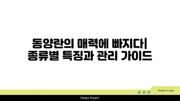 동양란의 매력에 빠지다| 종류별 특징과 관리 가이드 | 동양란, 난초, 난 종류, 재배, 관리, 키우기