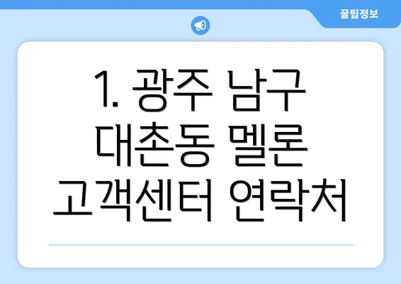 1. 광주 남구 대촌동 멜론 고객센터 연락처