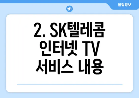 2. SK텔레콤 인터넷 TV 서비스 내용