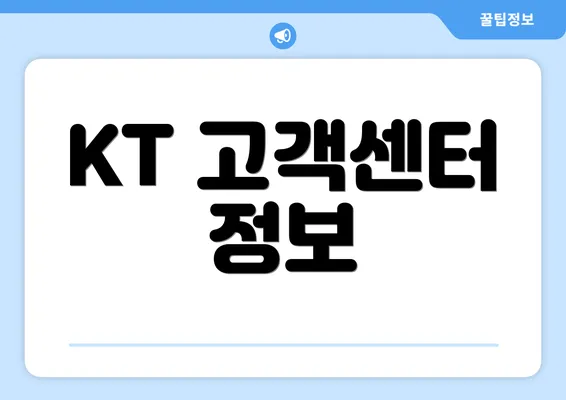 KT 고객센터 정보