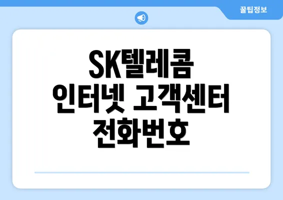 SK텔레콤 인터넷 고객센터 전화번호