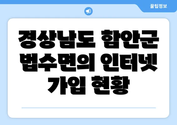 경상남도 함안군 법수면의 인터넷 가입 방법