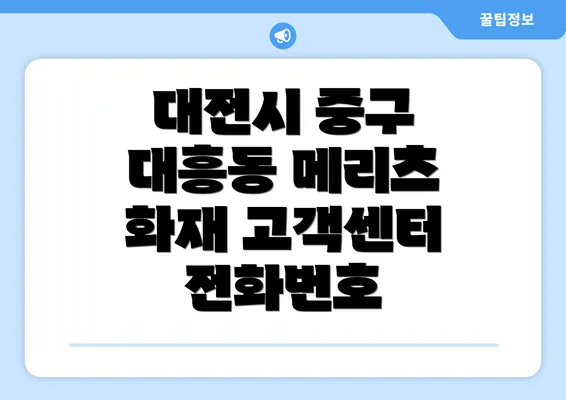 대전시 중구 대흥동 메리츠 화재 고객센터 전화번호