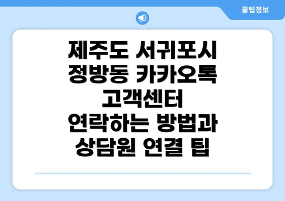 제주도 서귀포시 정방동 카카오톡 고객센터 연락하는 방법과 상담원 연결 팁