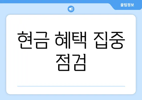 현금 혜택 집중 점검