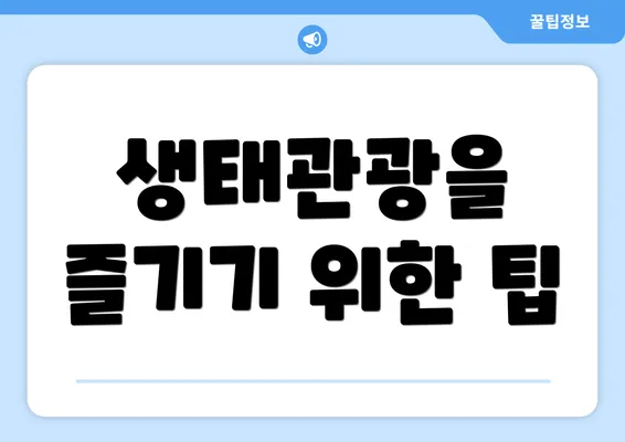 생태관광을 즐기기 위한 팁