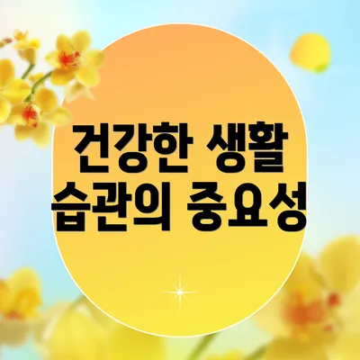 건강한 생활 습관의 중요성