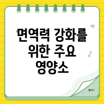 면역력 강화를 위한 주요 영양소