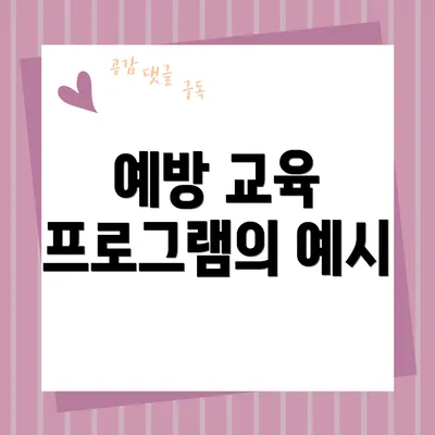예방 교육 프로그램의 예시