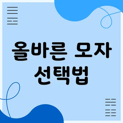 올바른 모자 선택법