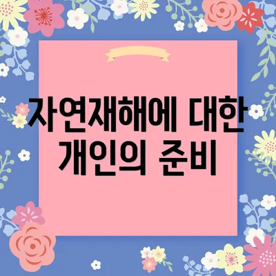 자연재해에 대한 개인의 준비
