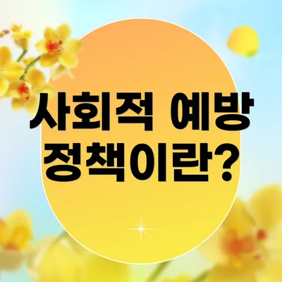 사회적 예방 정책이란?