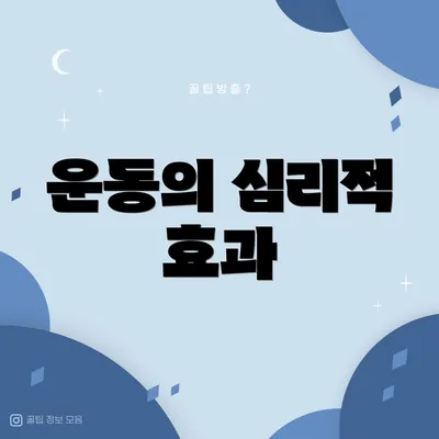 운동의 심리적 효과