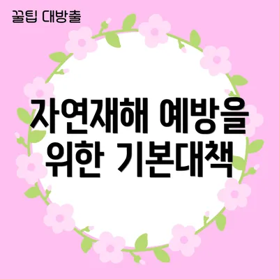 자연재해 예방을 위한 기본대책