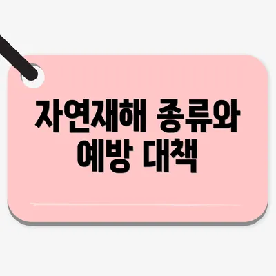 자연재해 종류와 예방 대책