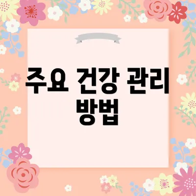 주요 건강 관리 방법